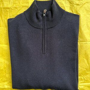 Bloomingdale's men's 1/4 zip merino wool sweater (medium), navy blue